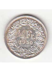 1950  - 1/2 Franc Argento Svizzera Standing Helvetia SPL++